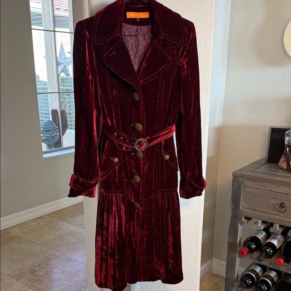 Cynthia Steffe Velvet Long Sleeve Dress in Rich Burgundy - Picture 3 of 10